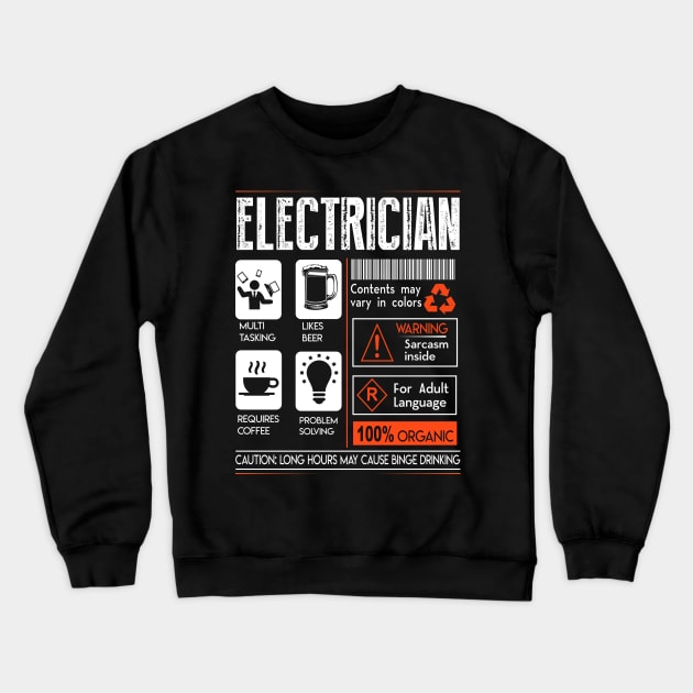 Electrician Crewneck Sweatshirt by TkApparel